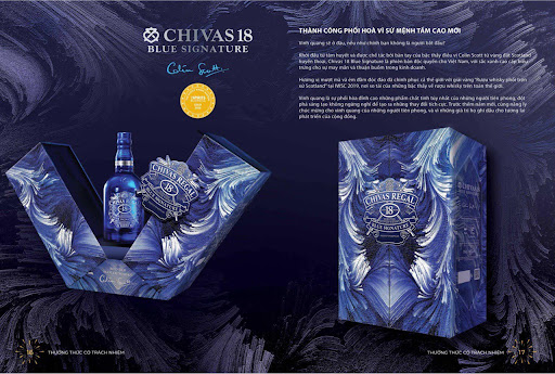 Ảnh Rượu Chivas 18 Blue Signature hộp quà tết 2021 thích hợp cho biếu tặng và thưởng thức với sứ mệnh nâng tầm cao mới và tượng trưng cho sự may mắn và thuận buồn xuôi gió trong kinh doanh